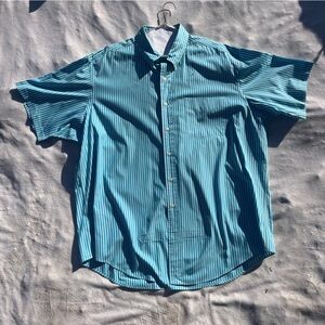 Men’s Polo Ralph Lauren Stripe Tail Blue Shirt Short Sleeve Buttons Size 2xlarge